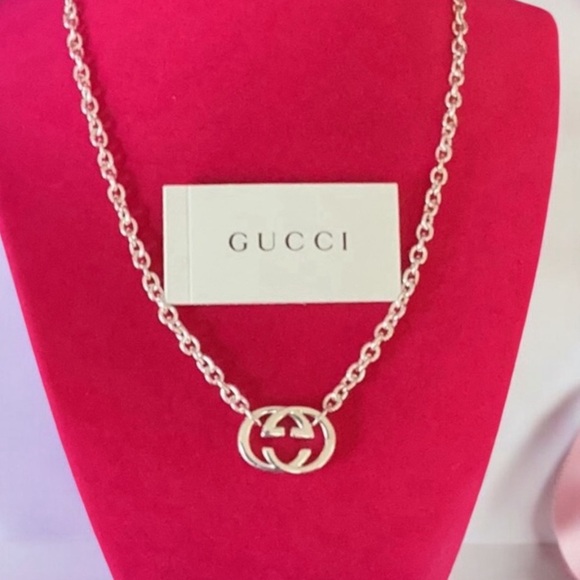Gucci Sterling Silver Necklace Double G New in Gift Box With Pouch - Picture 2 of 12
